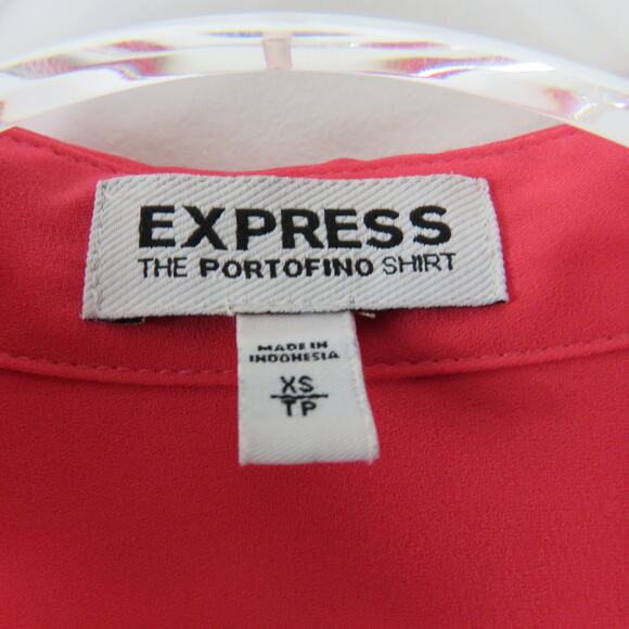 Express The Portofino Shirt Bright Pink Long Sleeve Button Down Blouse XS Barbie - Picture 4 of 5